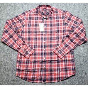 UNTUCKIT Santa Barbara Shirt Mens LT Regular Fit Red Plaid Long Sleeve New